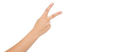 asian,korean hand show number two isolated on white background,copy space photo