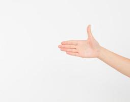 hand isolated on white.Voting hand. Mock up. Copy space. Template. Blank. photo