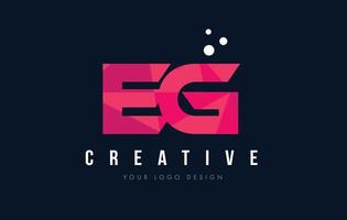 EG E G Letter Logo with Purple Low Poly Pink Triangles Concept vector