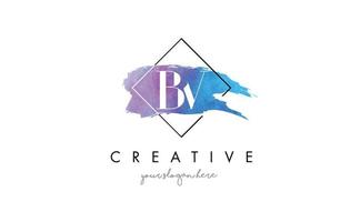 BV Letter Logo Circular Purple Splash Brush Concept. vector