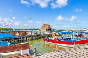 Chiquila Mexico 21. December 2021 Panorama landscape boats port harbor ferries Puerto de Chiquila Mexico. photo