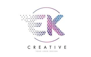 EK E K Pink Magenta Dotted Bubble Letter Logo Design Vector