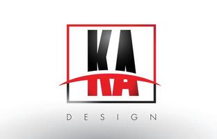 letras del logotipo de ka ka con colores rojo y negro y swoosh. vector