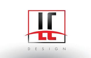 LC L C Logo Letters with Red and Black Colors and Swoosh. vector