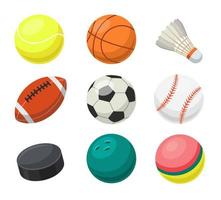 Balls for different team sports flat vector illustrations set