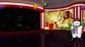 Christmas tv studio set 02 - loop virtual de fundo de tela verde video