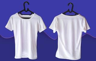 Blank white t-shirt front and back on hanger photo