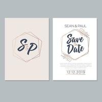 Wedding invitation template with beautiful leaves vector