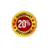 Discount badge on golden and red colour vector