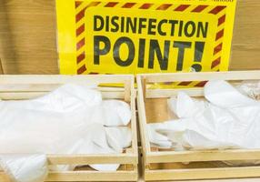 disinfection point with gloves photo