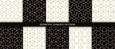 Collection pattern with gold lines polygonal shape vector