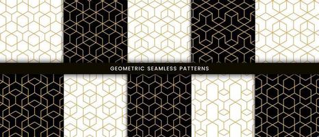 Collection pattern with gold lines polygonal shape vector