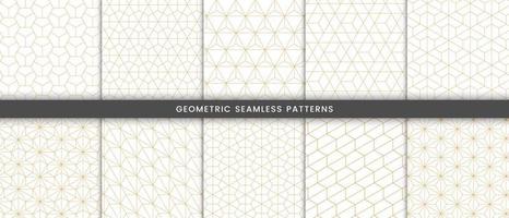 Collection of polygonal gold lines on white background vector