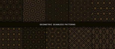 Set of floral gold lines pattern luxury background vector