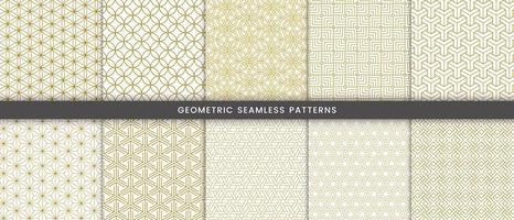 Set of geometric pattern with gold lines elegant background vector