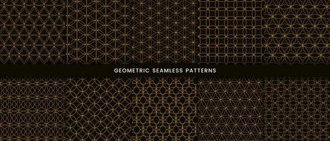 Set of circle lines pattern luxury gold background vector