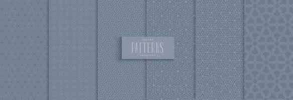 Set of geometric pattern blue background