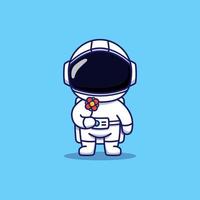 Cute astronaut carrying red flower vector
