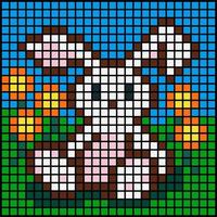 Image of a bunny for a cross stitch pattern. Pixel bunny image. Mosaic vector illustration.
