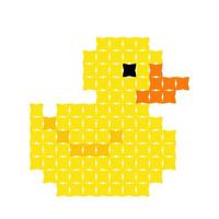 Rubber duck pixel. baby duck patterns for cross stitches in Vector illustration.