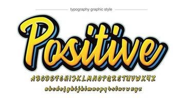 bright yellow and blue cursive modern 3d font vector