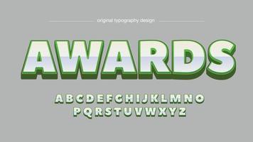 green chrome 3d uppercase isolated letters vector