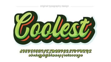 green and red bold 3d modern cursive font vector