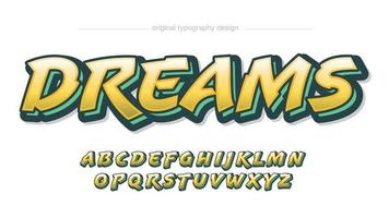 yellow and green graffiti uppercase isolated letters vector