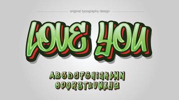 red and green graffiti tag typography font vector