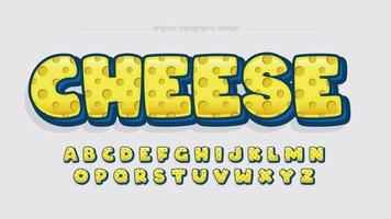 yellow and blue cheese pattern cartoon typography vector