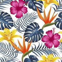 Floral seamless pattern with leaves. tropical background vector