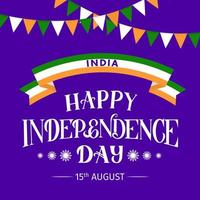 feliz día de la independencia de la india letras a mano. cartel de tipografía de celebración navideña india. plantilla vectorial fácil de editar para banner, flyer, tarjeta de felicitación, invitación, etc. vector