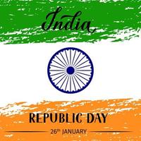 India Republic Day grunge vector illustration. Indian holiday celebration typography poster. Easy to edit template for greeting card, flyer, banner, t-shirt, etc.