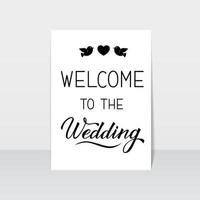 bienvenido al cartel de la boda. letras de caligrafía. plantilla de vector fácil de editar para invitación, guardar las tarjetas de fecha, pancartas de recepción, carteles y decoraciones.