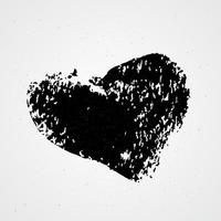 Hand painted heart on white background. Grunge shape of heart. Black textured brush stroke. Valentines day sign. Love symbol. Easy to edit vector element of design.