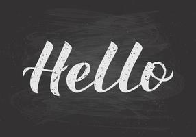 Hello modern calligraphy lettering on chalkboard background. Hand drawn typography poster. Word Hello written with brush. Vector template for greeting cards, welcome banners, flyers, etc.