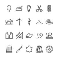 Sewing, Tailor Outline Icon Set vector