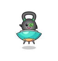 kettlebell cartoon riding a future spaceship vector