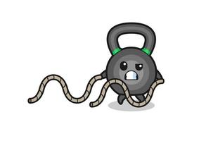 Ilustración de kettlebell haciendo entrenamiento de cuerda de batalla vector