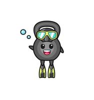 the kettlebell diver cartoon character vector