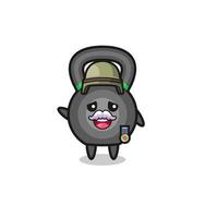 cute kettlebell as veteran cartoon vector