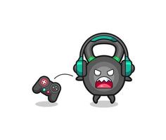 kettlebell gamer mascot is angry vector