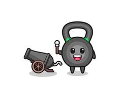 cute kettlebell shoot using cannon vector