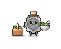 gear herbalist cute cartoon vector