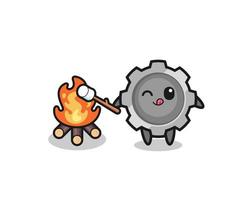 gear character is burning marshmallow vector