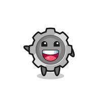 happy gear cute mascot character vector