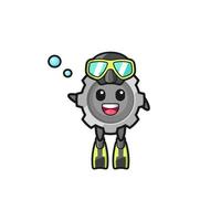 the gear diver cartoon character vector