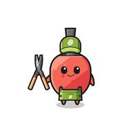 cute table tennis racket as gardener mascot vector