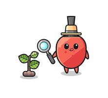 cute table tennis racket herbalist researching a plants vector