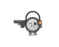 illustration of button cell cartoon doing shooting range vector